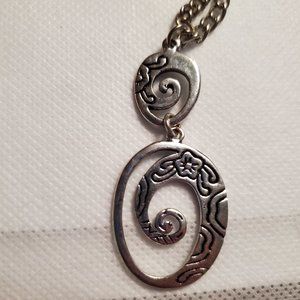 Handmade Artisan Spiral Silver Tone Necklace Steel